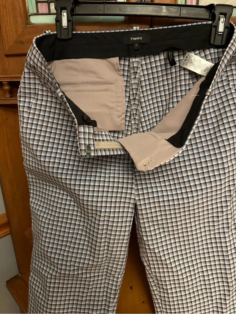 Theory Black and White Micro-Check Trousers 6